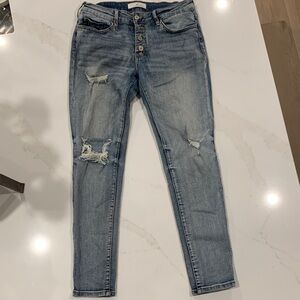 Kancun Medium Blue Distressed Women's Skinny Jeans - Size 7/27